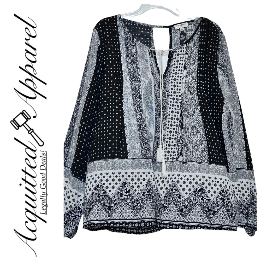 Umgee USA Bohemian Tassel Tie V Neck Tunic Top